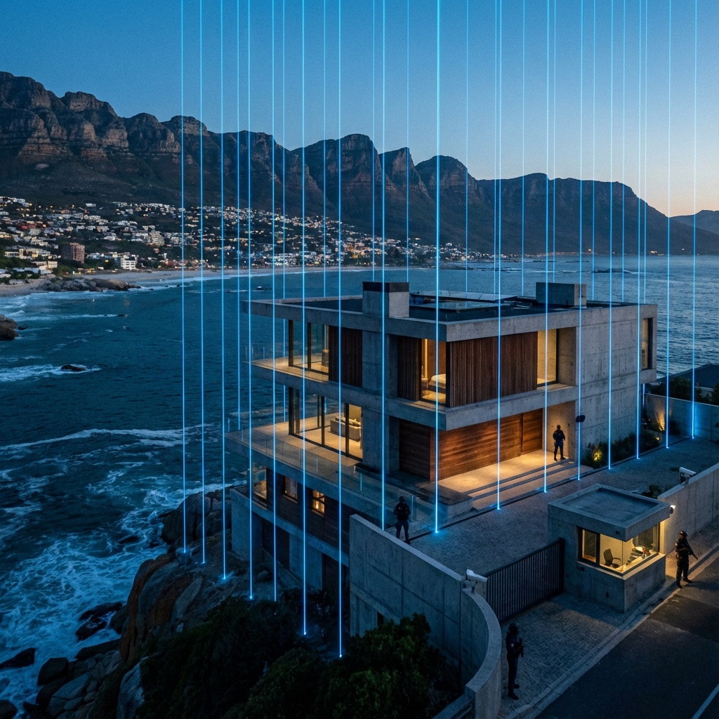 Cliffside Clifton mansion with laser perimeter security and thermal cameras