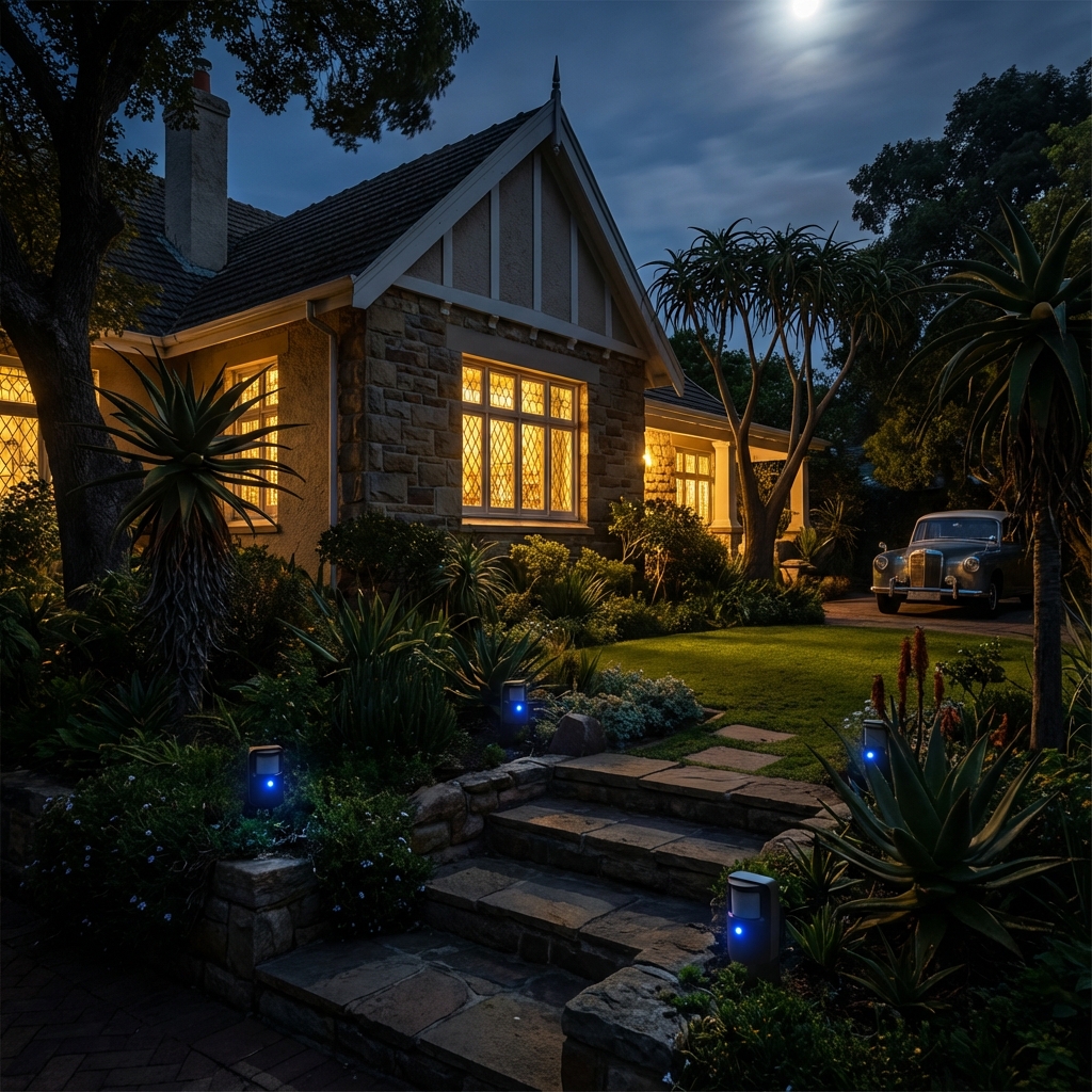 Heritage home in Kenilworth with discrete wireless outdoor sensors and smart alarms